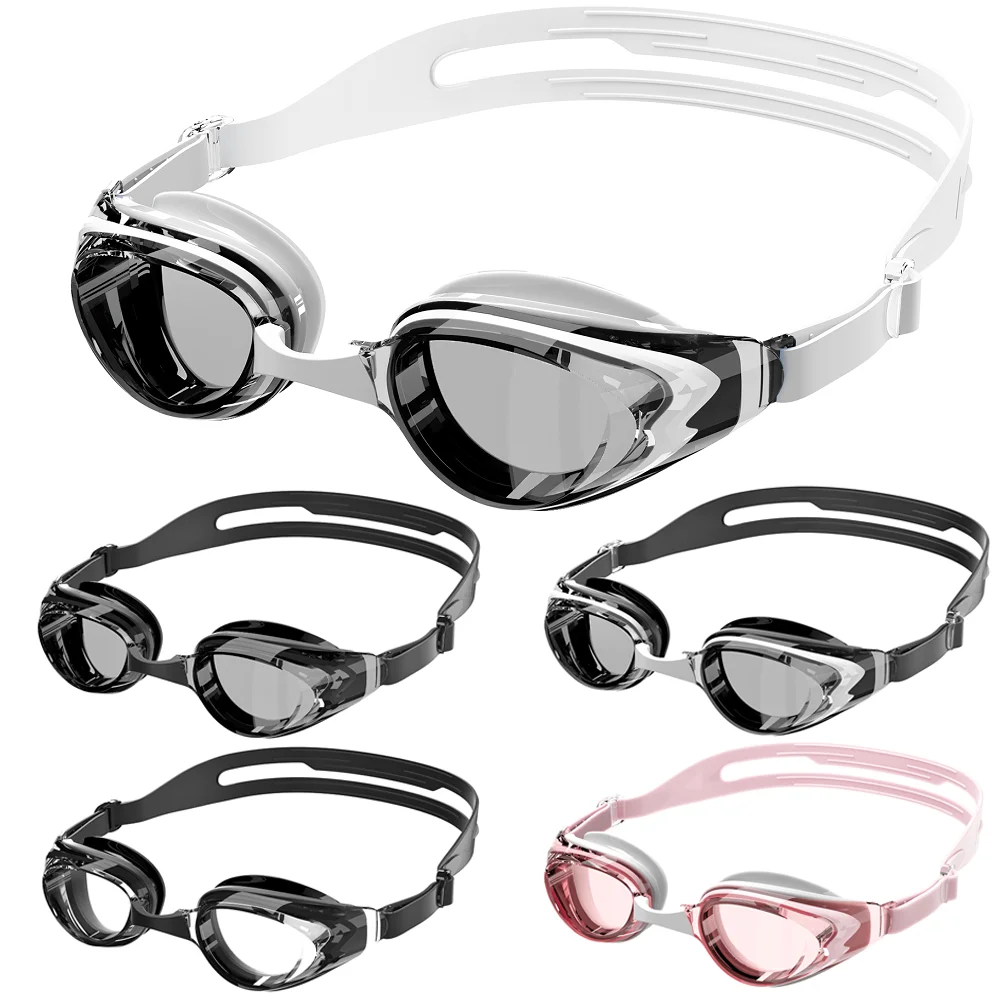 Lunettes de natation adultes anti-buée étanches sans fuite protection UV 100% avec bouchons d'oreilles