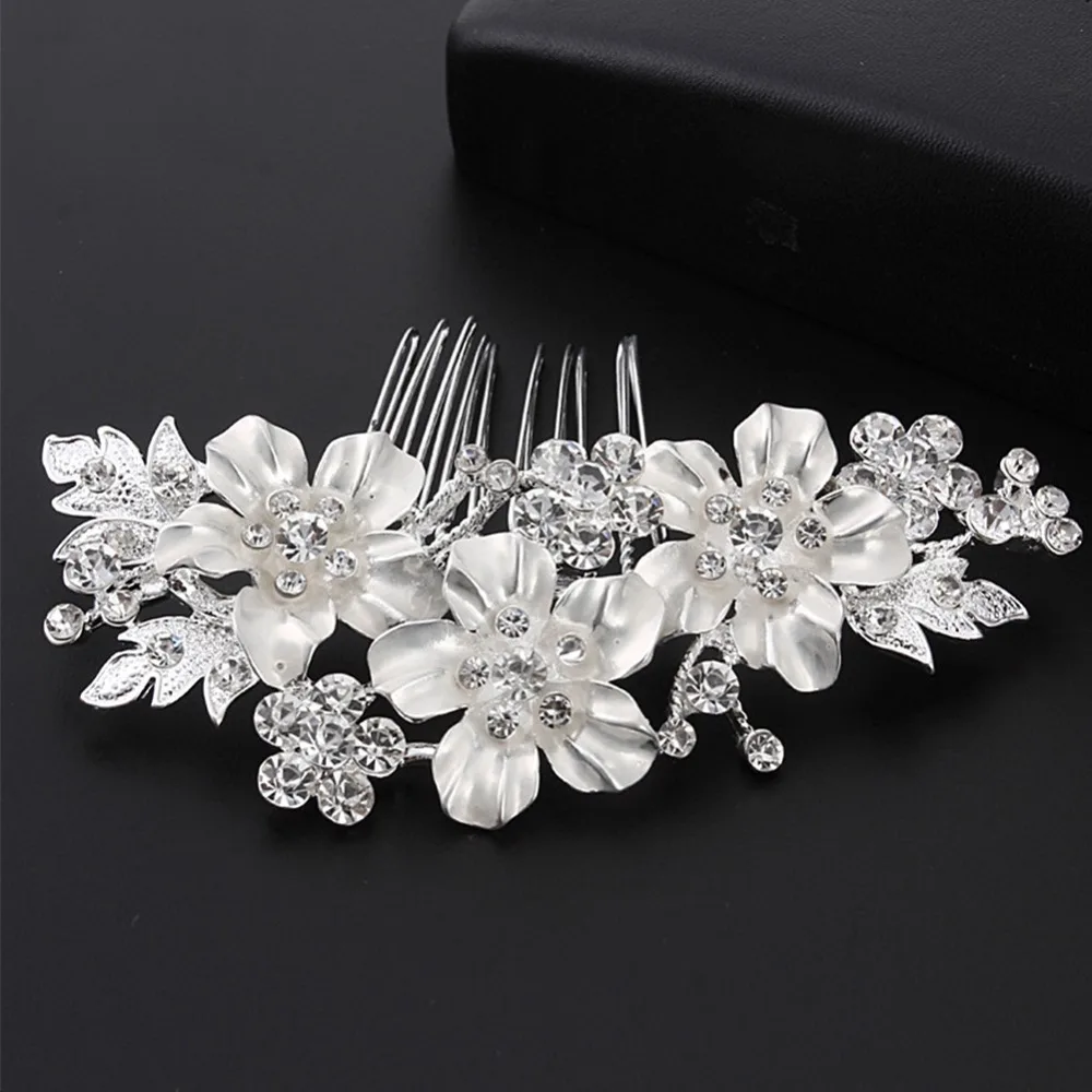 Luxury Florals Crystals Bride Wedding Hair Comb Hair Accessories with Rhinestone Bridal Side Combs for Women akcesoria ślubne