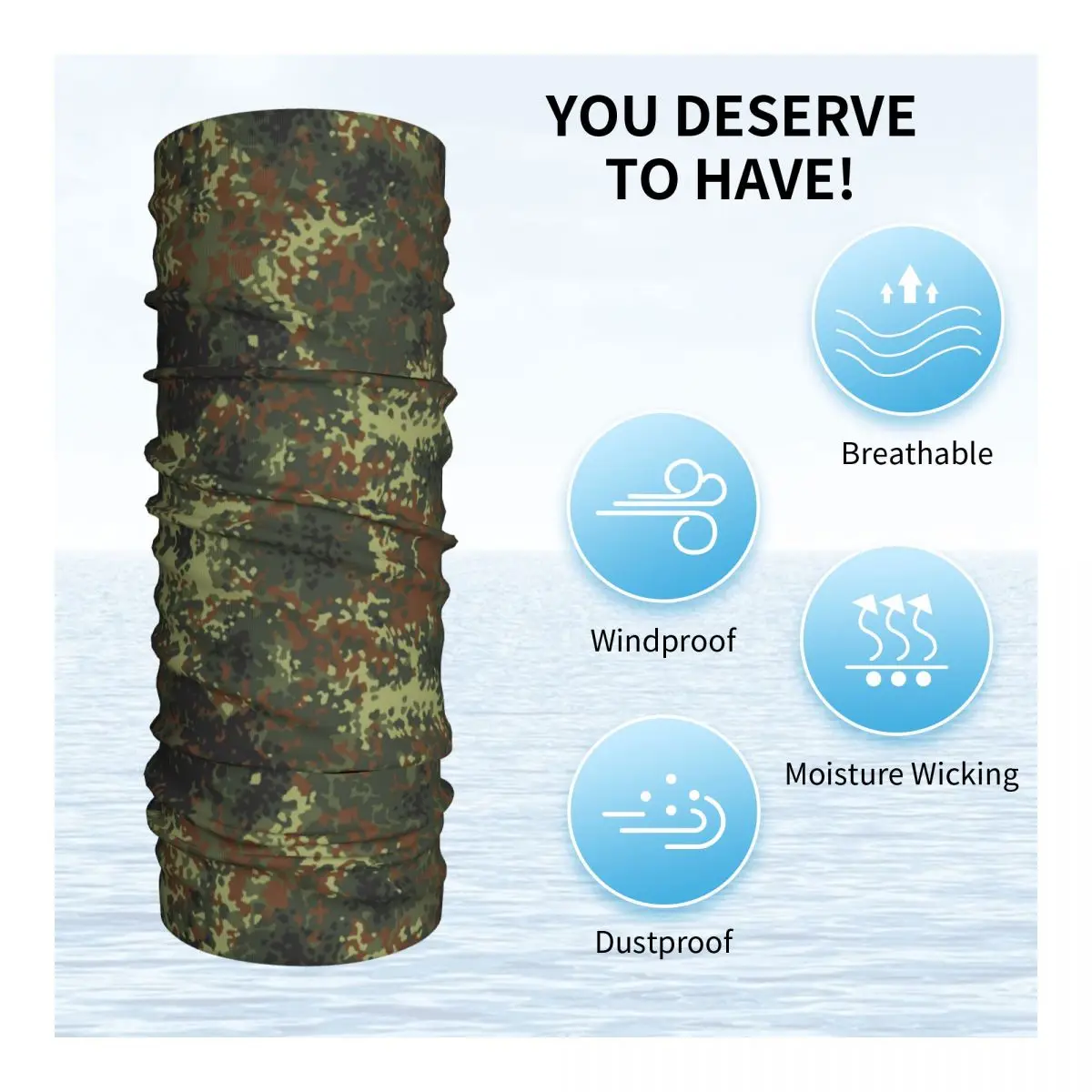 Bandana Scarf Bandana Neck Warmer Camo Scarf Flecktarn Camo Bandana Neck Gaiter Windproof Face Scarf Cover Men Women Woodland Camouflage Headwear Tube Balaclava
