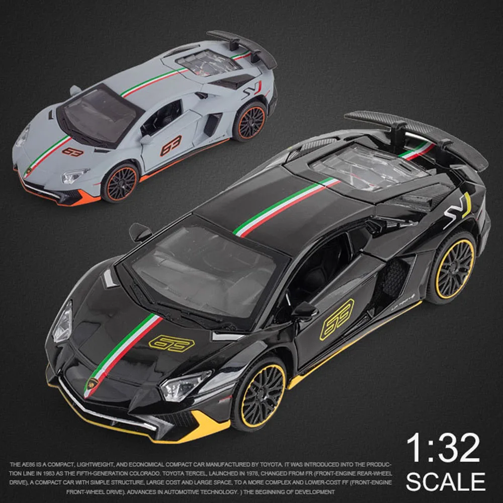 

1:32 Lambo LP780-4 Alloy Sports Car Model 3 Doors Can Be Opened Simulation Light And Sound Pull Back Function Collection Toys
