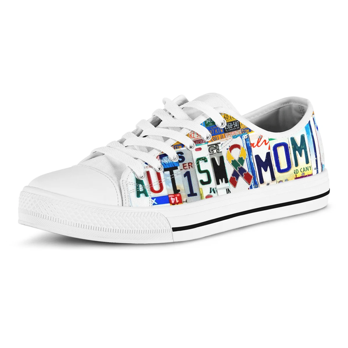 License Plate Autism Mom Women Canvas Shoes Low Top High Quality Sneakers For Girls Students Casual Leisure Gumshoes 35-46