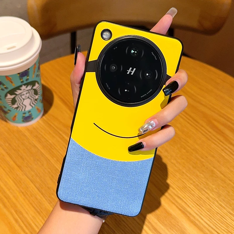 Large-Eye Yellow Pattern Leather Shockproof & Fingerprint-Resistant Phone Case