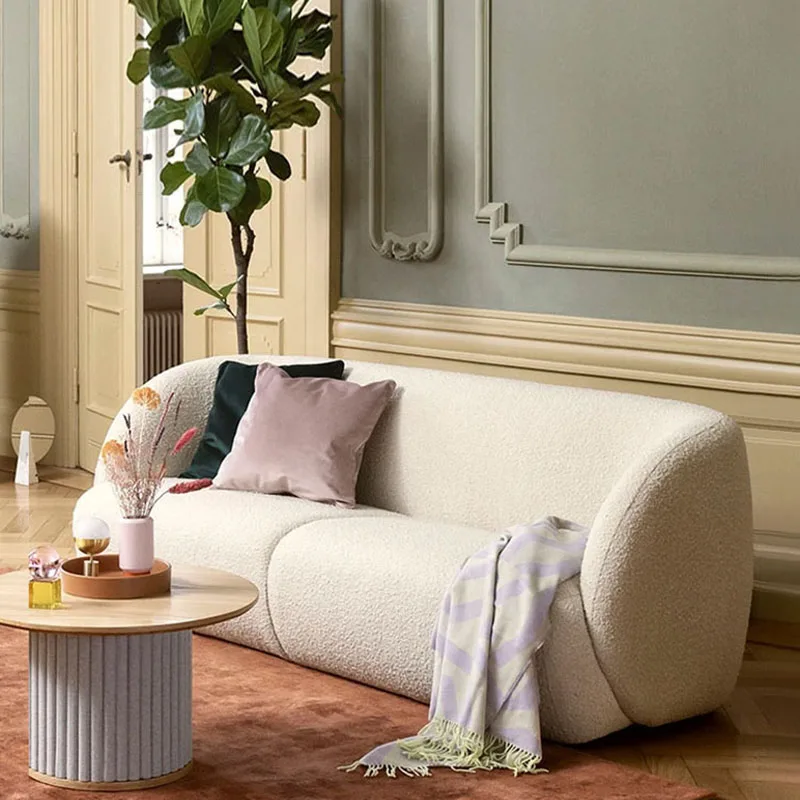 

White Nordic Sectional Sofa Fabrics Lazy Salon Italian Comfortable Double Soft Sofa Relax Arm Sofas Para El Hogar Decoration