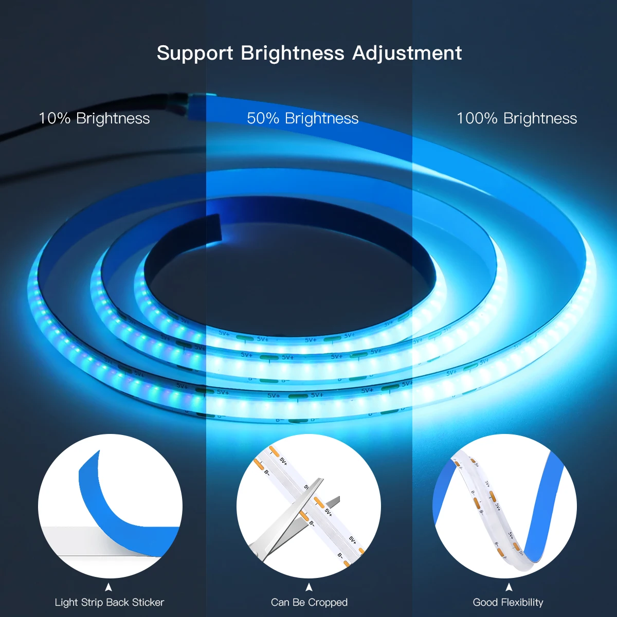 USB 5V Tuya Smart WiFi COB RGB LED Strip Light Dimmable LED Tape Ribbon 576LEDs/M TV BackLight Kitchen Cabinet Room Desk Decor led strip light