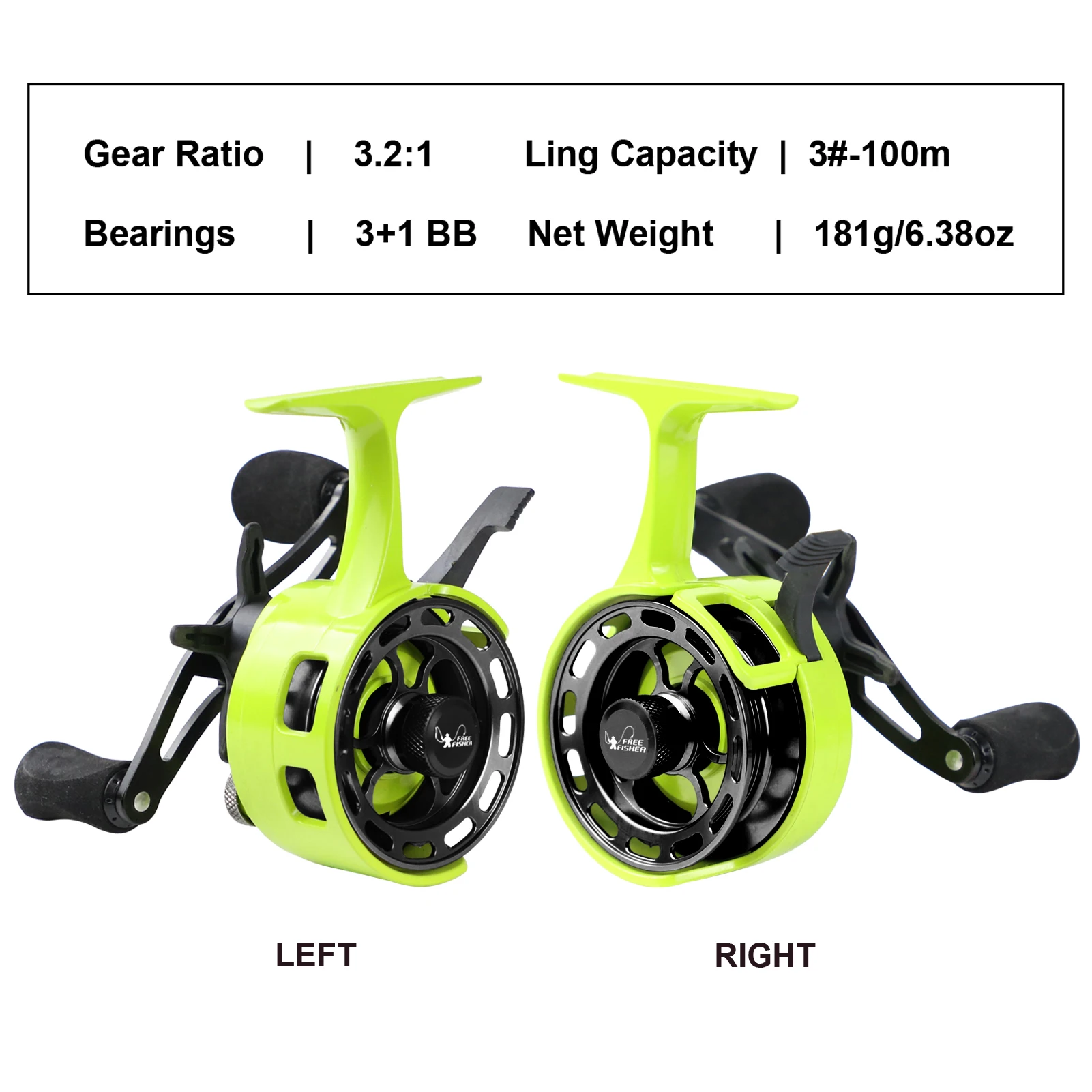 FREE FISHER Ice Fishing Reel Metal High Speed 3.2:1 Ultra Smooth Fishing  Fly Wheel 3+1BB Portable Winter Fishing Raft Reel