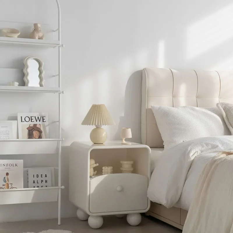 

White Japanese Nightstand Librero Sideboards Unique Korean Trendy Organizer Bedside Table Makeup Mesitas De Noche Home Furniture