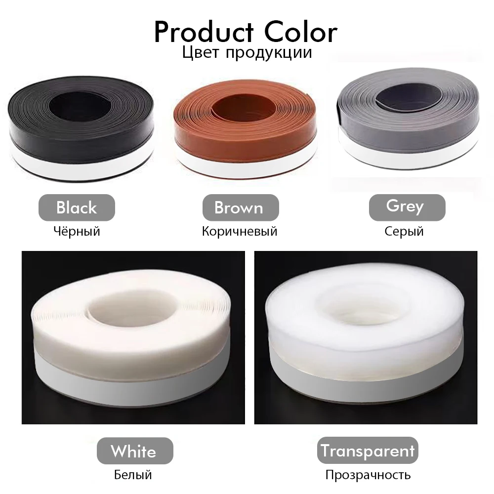 Window Weather Stripping Door Draft Blocker Silicone Shower Glass Gaps Seal Strip Dust Insulation Noise Reduction