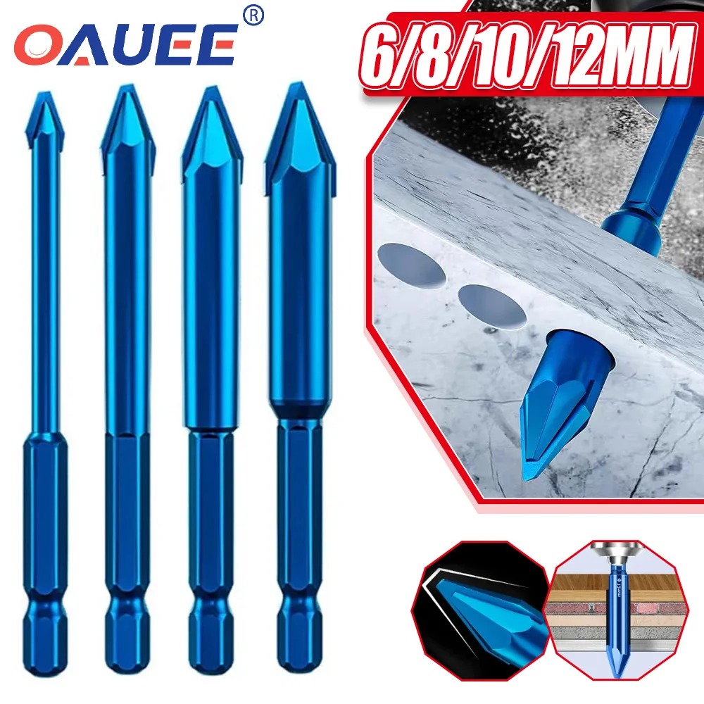 1 4pcs high hardness eccentric drill precision drilling set 6 8 10 12mm glass tile ceramic punching rock slab triangle drill bit Hex Shank High Hardness Eccentric Drill Precision Drilling Glass Tile Ceramic Punching Rock Slab Triangle Drill Bit 6/8/10/12mm