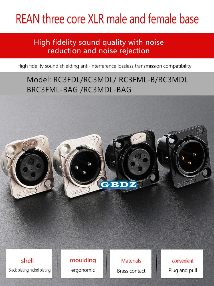 XLR 3PIN Jack REAN Mikrofon Jack RC3FDL RC3MDL Audio Signal Jack 3pin XLR Cannon Jack – Detail 1