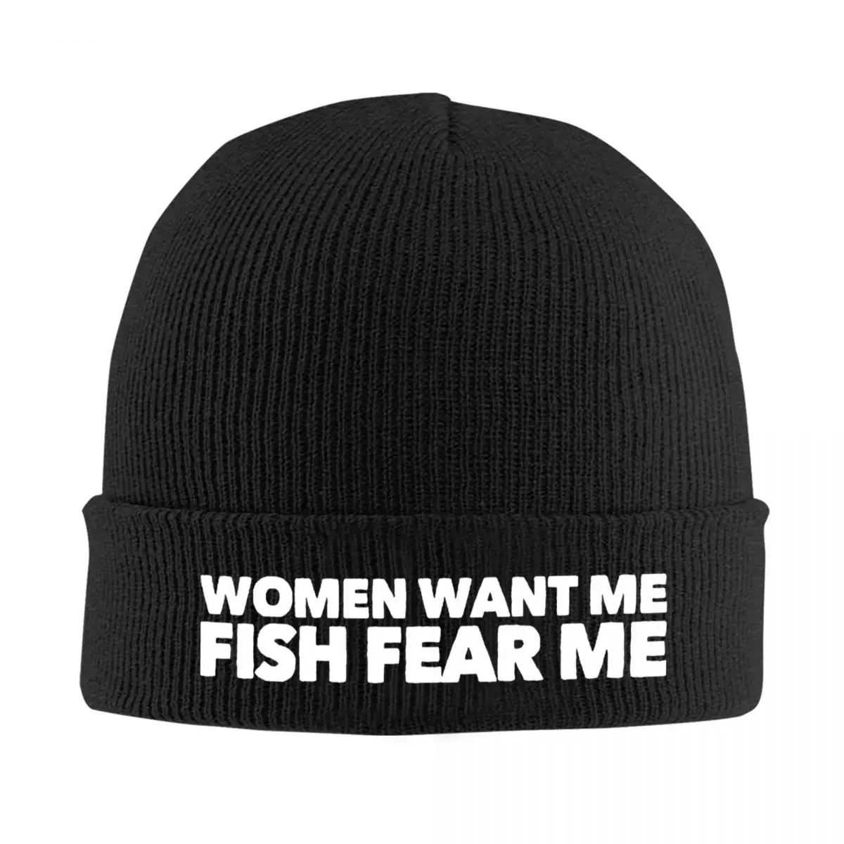 

Женская вязаная шапка с надписью «Want Me Fish»