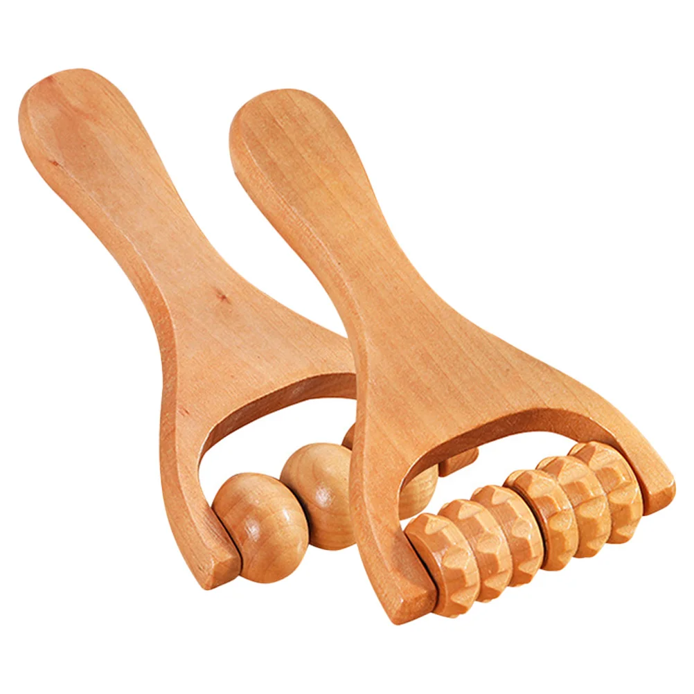 2 Pcs Foot Massage Tools Massager Roller Wooden Neck Handheld Massagers Muscle Back
