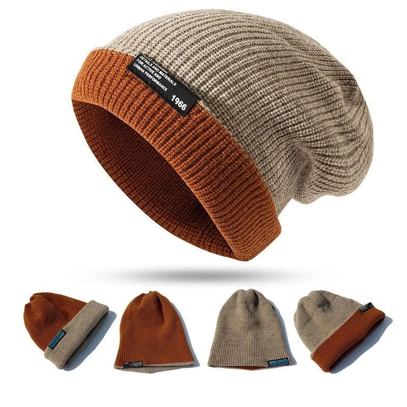 Bonnet en maille unisexe bicolore style k-pop slouchy_voghion.com