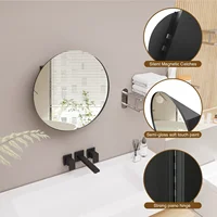 Round Bathroom Cabinet Mirror Wall Mounted Assembled Storage Adjustable Shelf Modern Mobile Bagno Single Door Home Furniture 3