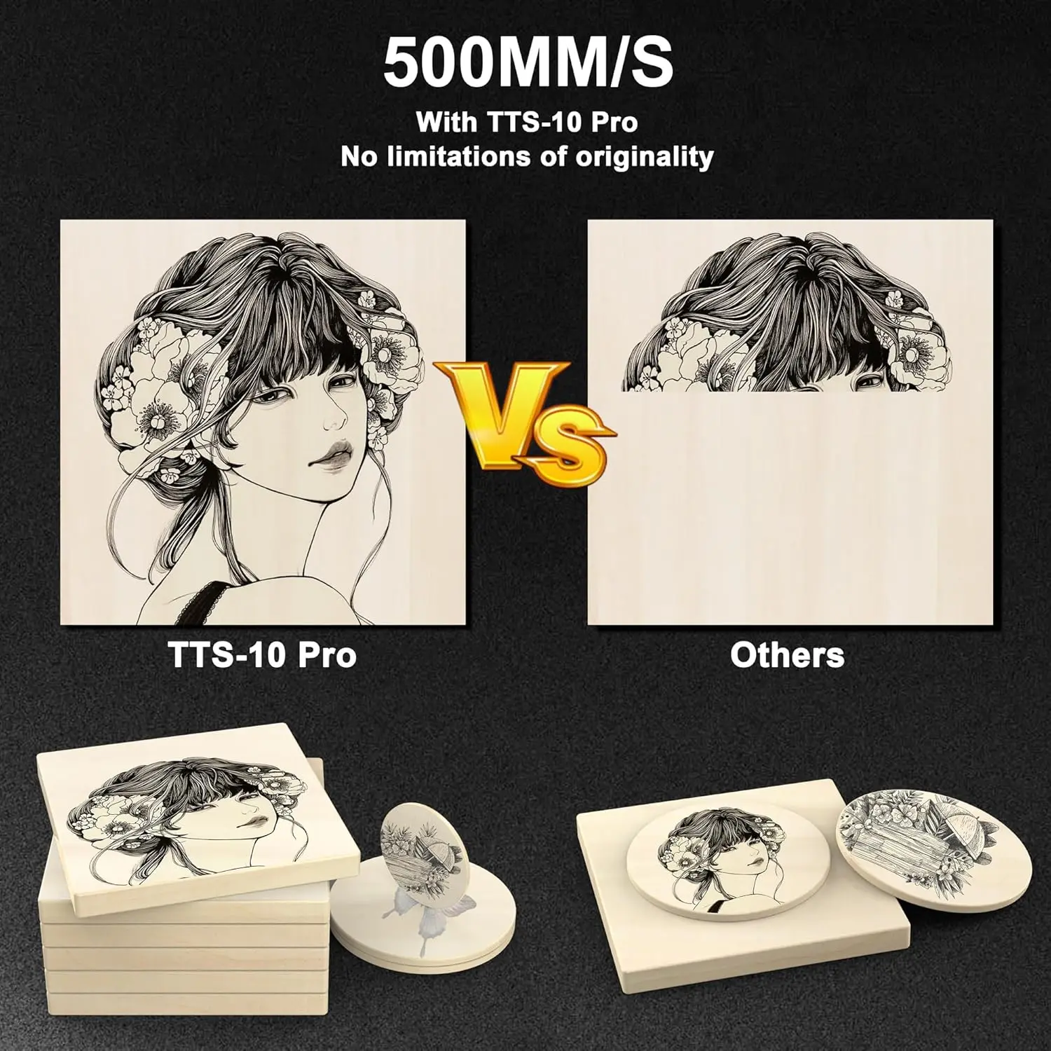 10W High Precision Laser Engraver and Cutter, Twotrees TTS-10 Pro, 500mm/s Speed, 0.069mm Spot Size