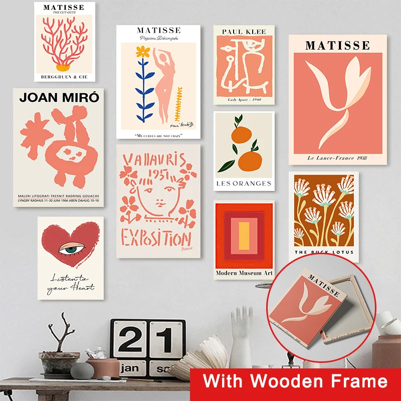 

Abstract Picasso Matisse Yayoi Kusama Wall Art Canvas Painting with Frame Nordic Aesthetics Posters and Prints Living Room Decor