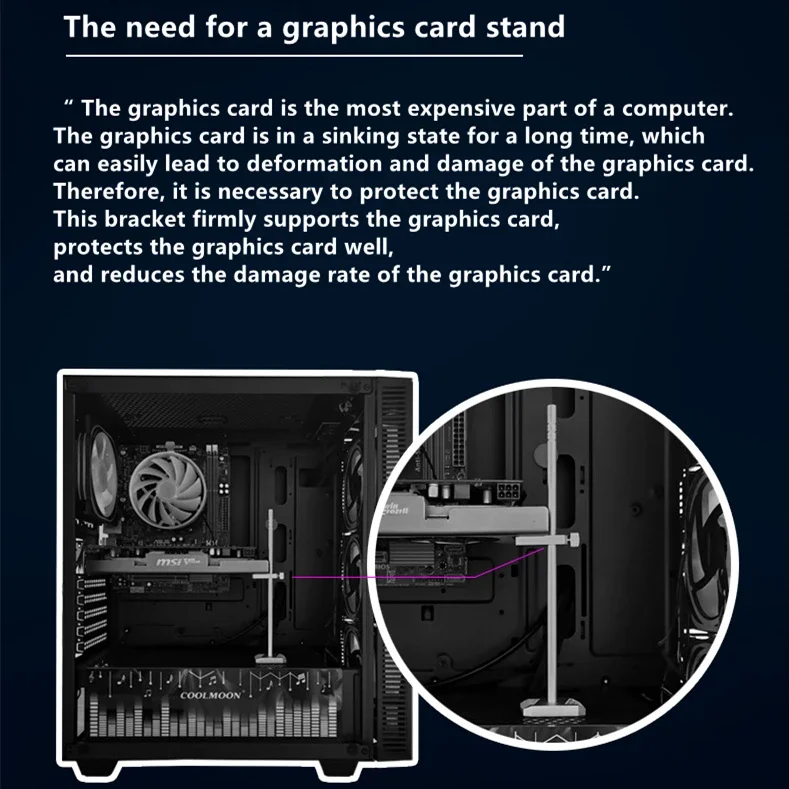 Graphics Card Support Video GPU Holder Stand Aluminum Magnetic Bracket Adjustable Jack Desktop PC