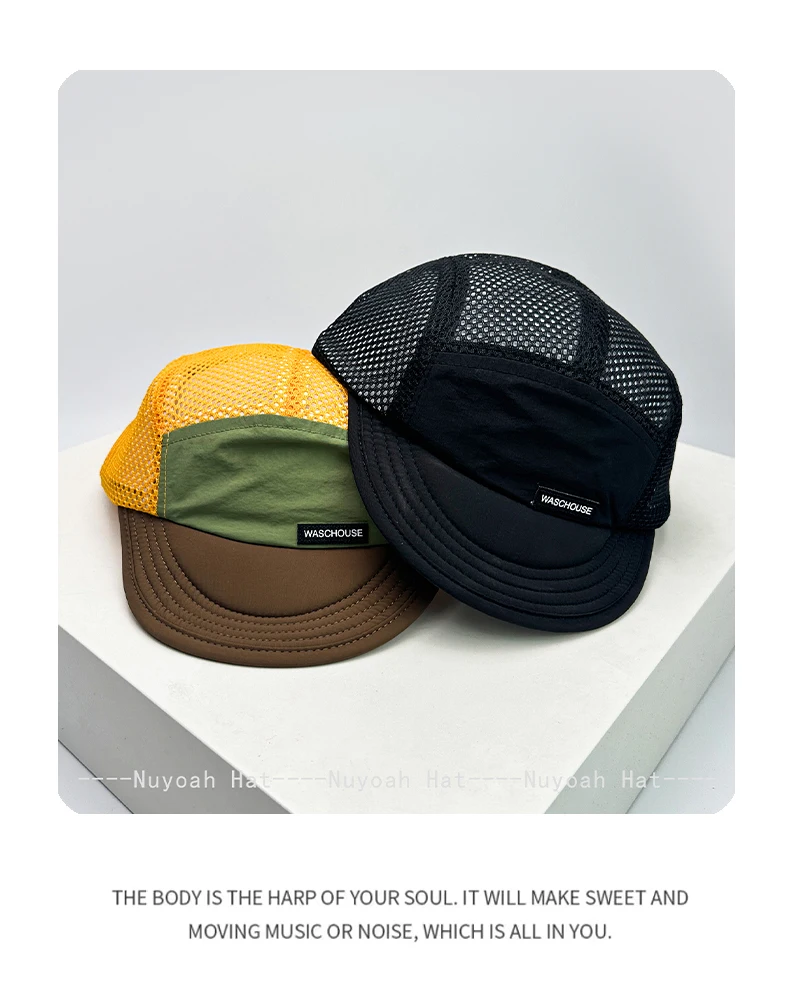 New Unisex Simple Mesh Letter Baseball Hats Sunshade Quick Drying Breathable Short Eave Peaked Caps Versatile Fashion Outdoor