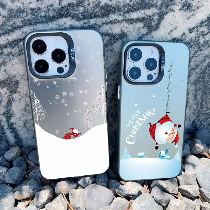 Frohe Weihnachten Baum Schnee Szene Handy hülle für iPhone 15 Pro Max 14 13 12 Mini 11 Pro Max 15 14 plus stoß feste Laser Rückseite – Detail 14