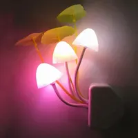 Novelty Mushroom Fungus Night Light EU & US Plug Light Sensor 220V 3 LED Colorful Mushroom Lamp Led Night Lights 2