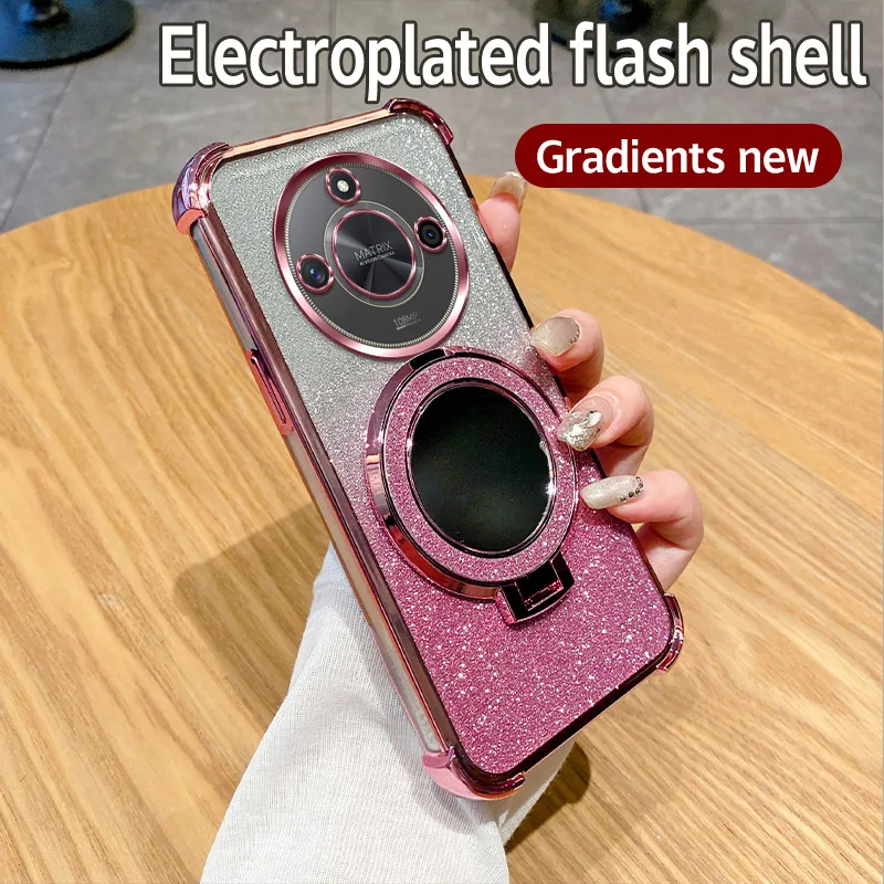 Shockproof Glitter Mirror Ring Phone Case - Soft Cover with 6D Protection