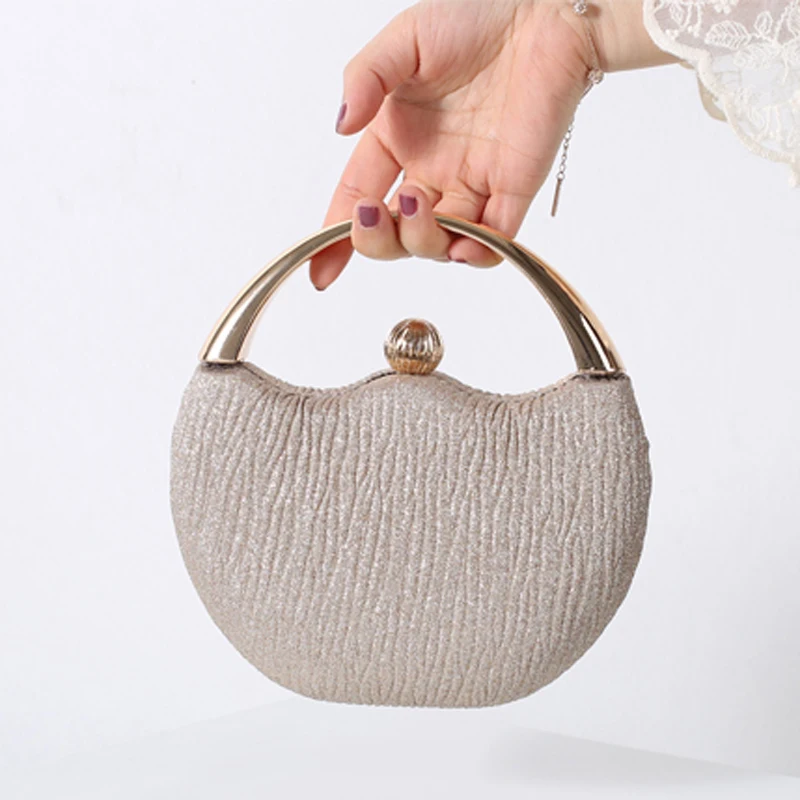 Women's Round Bag 2023 Luxury Designer Handbag Silver Purse Top Handle Circle Bag Evening Clutch Ladies Elegant Shoulder Bags