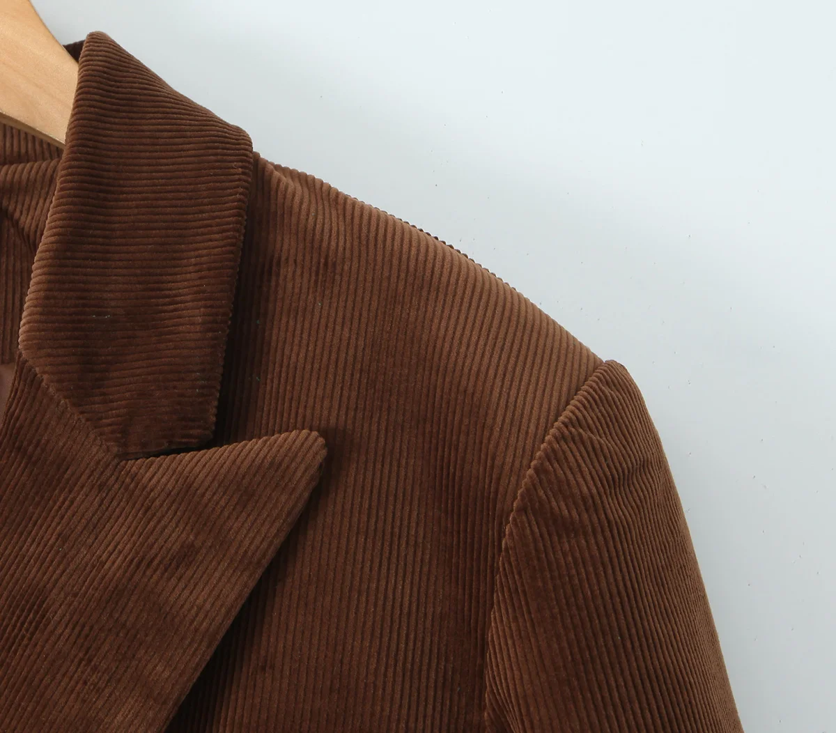 Maillard Style Coffee Notched Corduroy Blazer High Waist Front Slit Package Hips Skirt Suits 2 Pieces 1 Set
