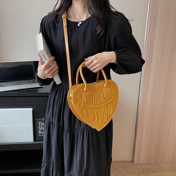 Frauen Handtasche Mode Herz Form Originalität Design Leder Taschen Für Frauen Umhängetaschen Großen Größe Leder Weibliche Schulter Tasche — изображение 2