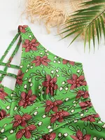 2025 Floral Printed Strappy Swimwear Women One Piece Criss Cross Back Swimsuit Dress Bathers Bathing Swimming Suit Beachwear - Image 6