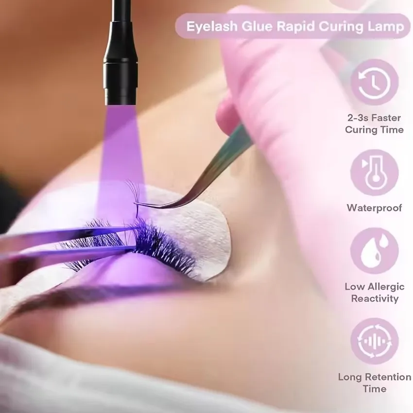 UV Lash Light UV Eyelash Glue 5W LED Eyelash Extensions Nail Tech Glue Lamp with Foot Pedal Control Cured in 2-3 Seconds