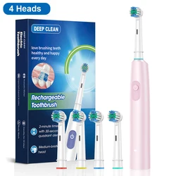 Advanced Deep Clean Whitening Electric Toothbrush with Multiple Replacement Heads (Pink)
