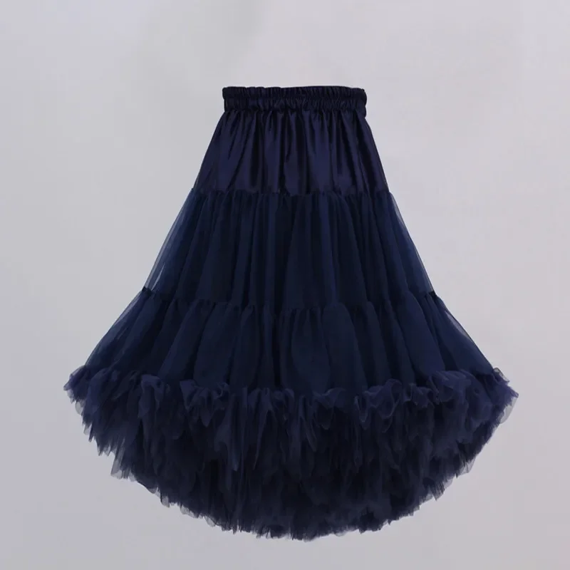 Women's 55cm Short Vintage Ballet Bubble Puffy Tutu Petticoat Skirt Multi-Layered Underwear