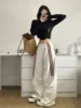 MEXZT Oversized Striped Sweatpants Women Y2K Streetwear Cargo Pants Harajuku Wide Leg Joggers High Waist Baggy Sports Trousers 2
