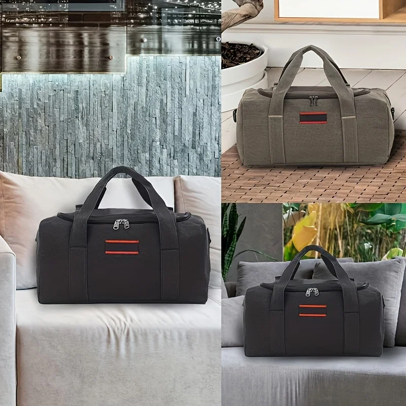 Outdoor Large Capacity Carry-on Men's Travel Tote Canvas Bag Large Duffel Bag Women's Back Packing Clothes Coffee Black Trip Bag