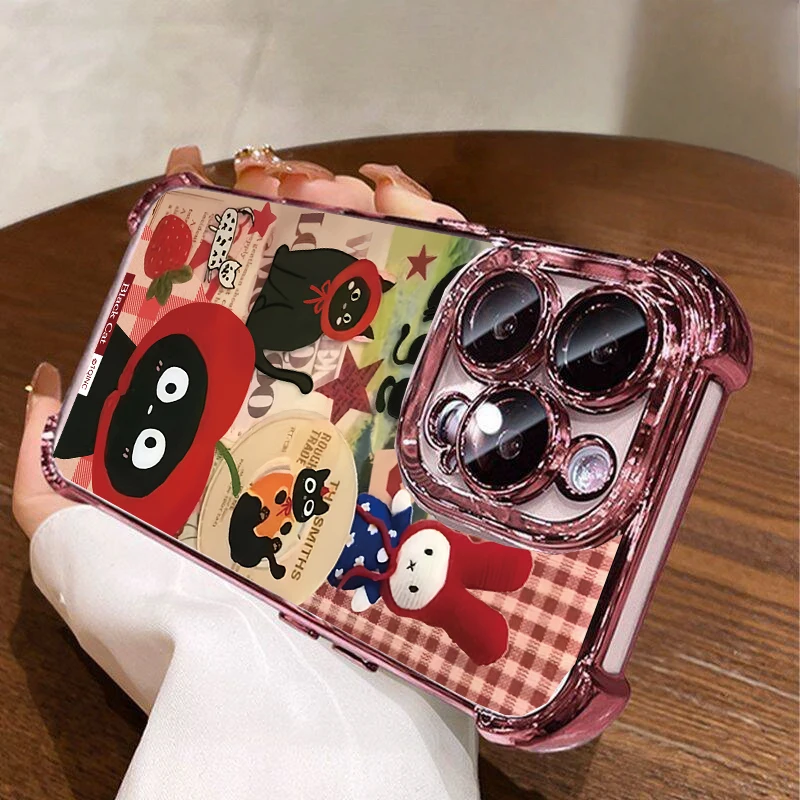 Luxury Black Cat Cartoon Plating Anti-Knock Phone Case