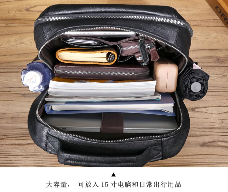 PNDME einfache lässige hochwertige echtes Leder Herren Rucksack Outdoor-Reisen handgemachte Rindsleder Damen Laptop Schultaschen – Detail 15
