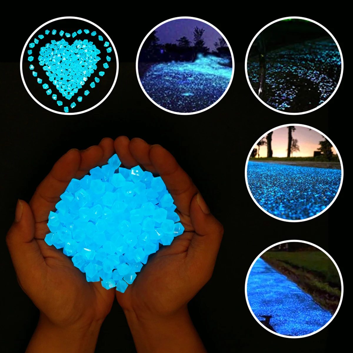 Garden Decor Luminous Stones Glow In Dark Decorative Fish Tank Aquarium Decoration Ornament Artificial Noctiluce 100/300Pcs 14mm