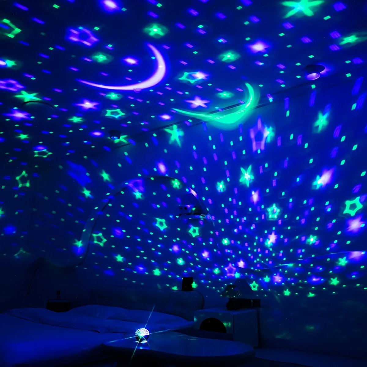 LED 무드등 별빛 하늘 은하 달 프로젝터 조명 자동 색상변환 USB 5V RGB 무드등 아이방 생일파티용