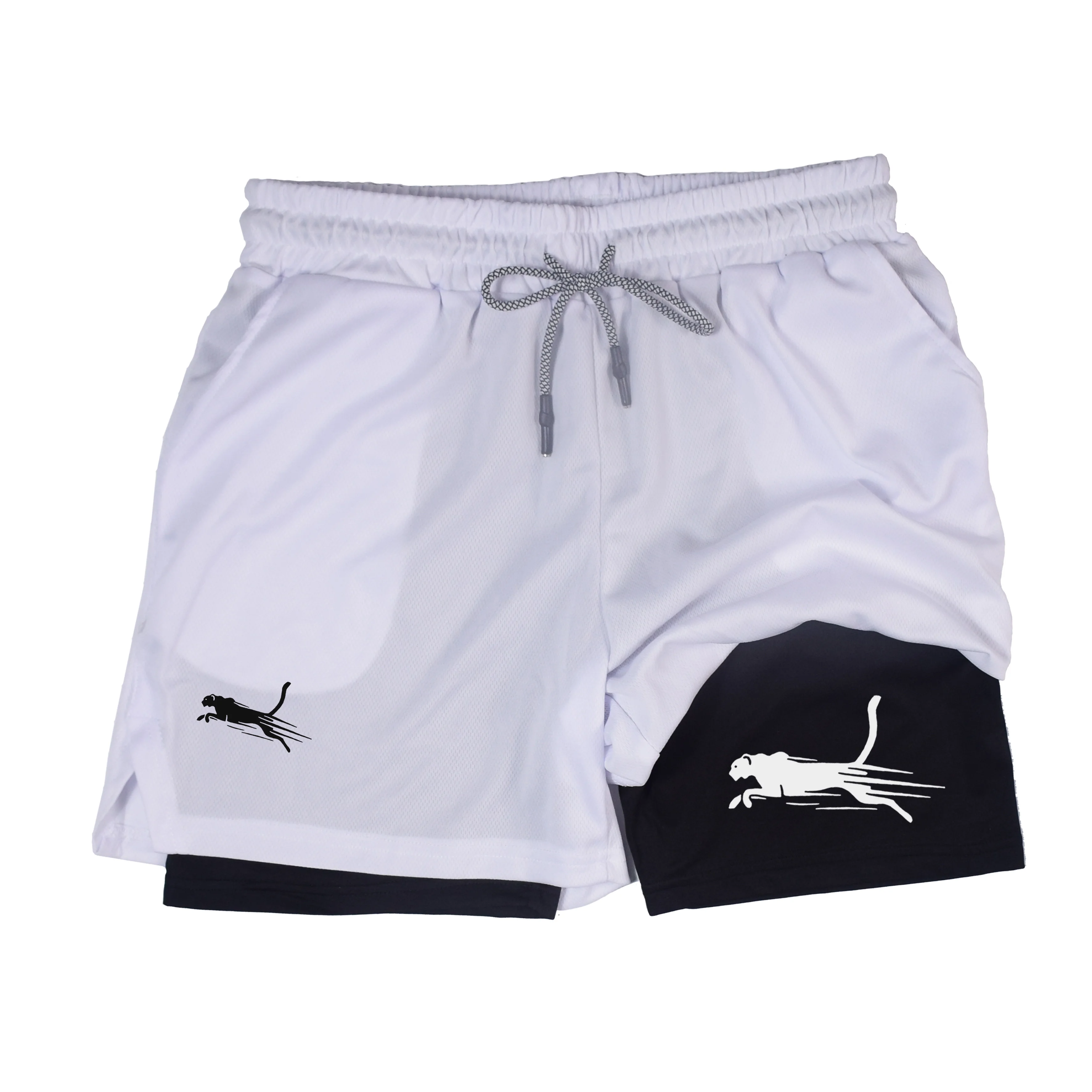 Men's Fitness Two-in-one Shorts Double-layer Beach Pants Trendy Printed Sports Shorts Outdoor Training Running Shorts M-3XL 3