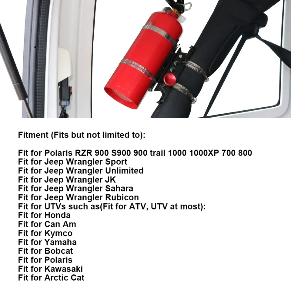 thumbnail image 2 of Universal Fire Extinguisher Mount For Car, Truck, UTV & Jeep – Adjustable Bracket Holds Extinguisher Secure, Easy Release (Red) 2 of 13