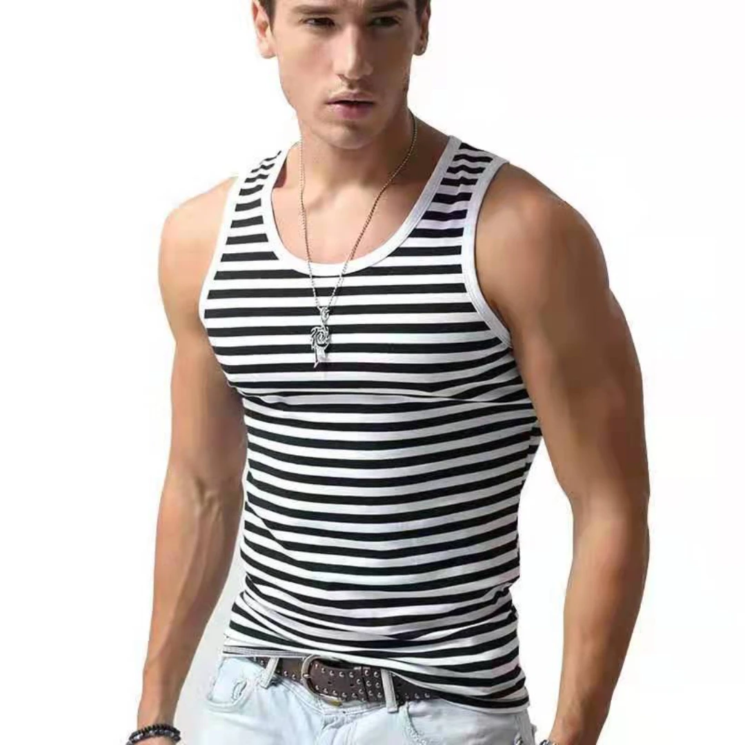 

Russian Airborne Troops VDV Naval Sailor Vests Cotton Lycra High Elasticity Close-fitting Mens Sailor's Striped Tanktop