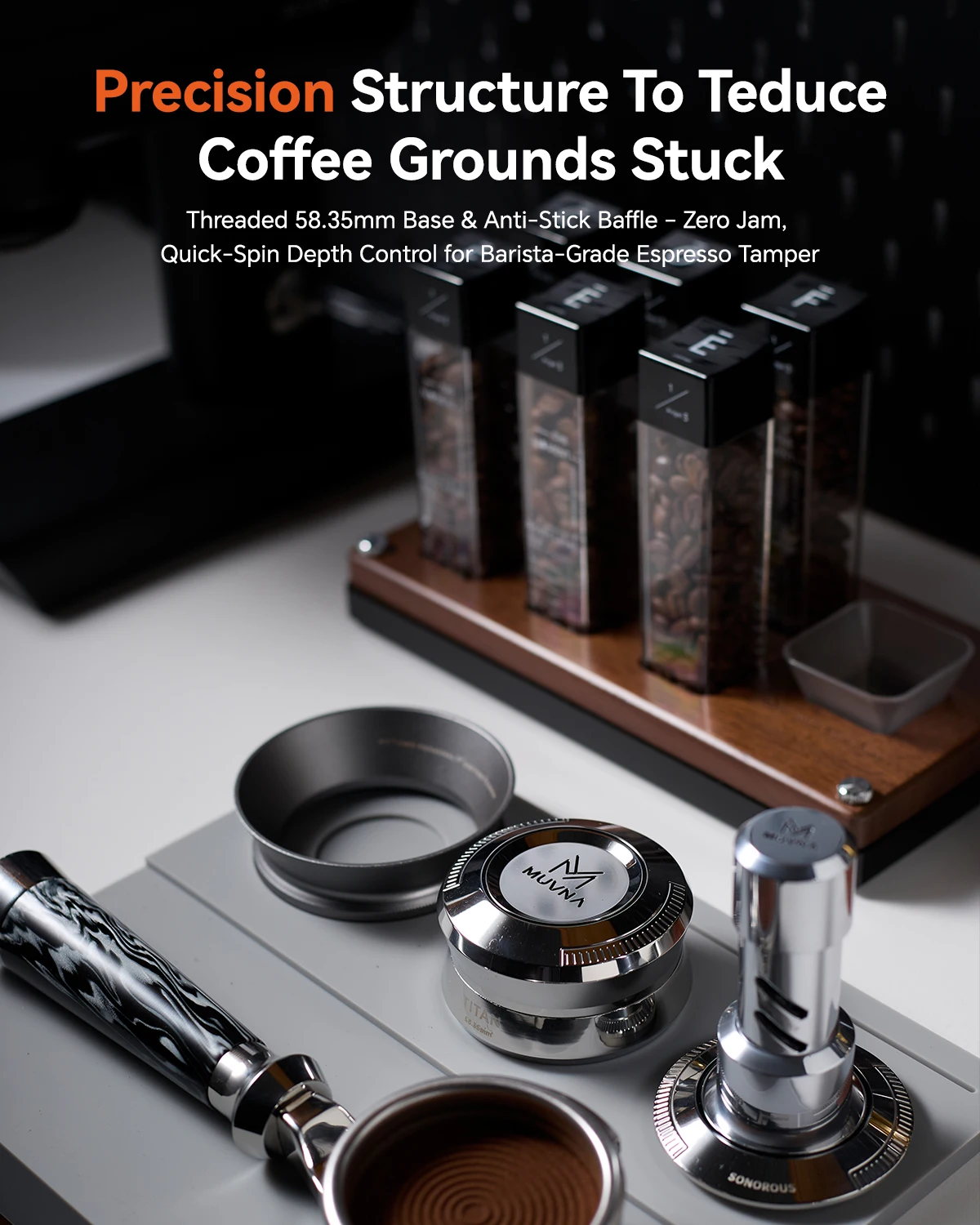 Espresso Tamper MUVNA V2 30lbs Spring-loaded New Set