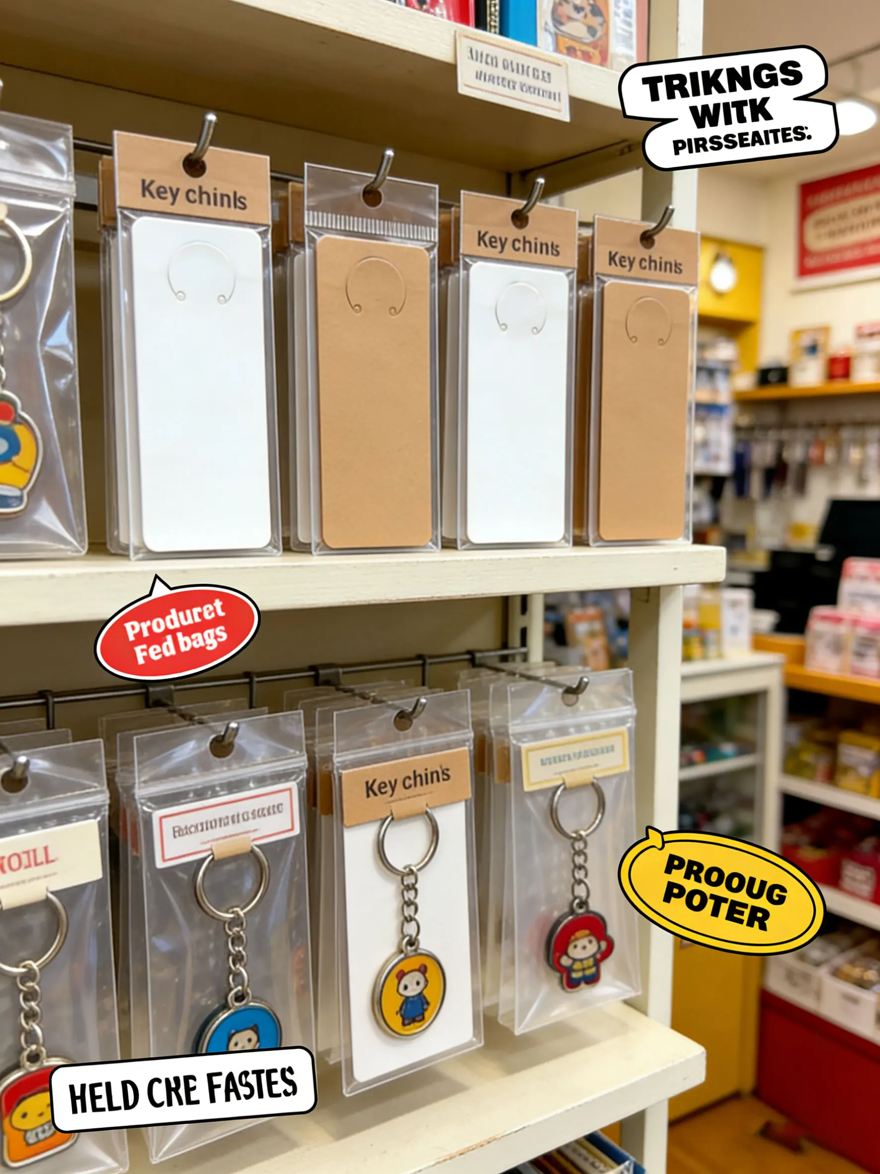 100/400 Pcs Keychain Display Holder, Necklace Keyring Organizer Paper Card, Transparent Self-Sealing Bag for Packaging Wholesale