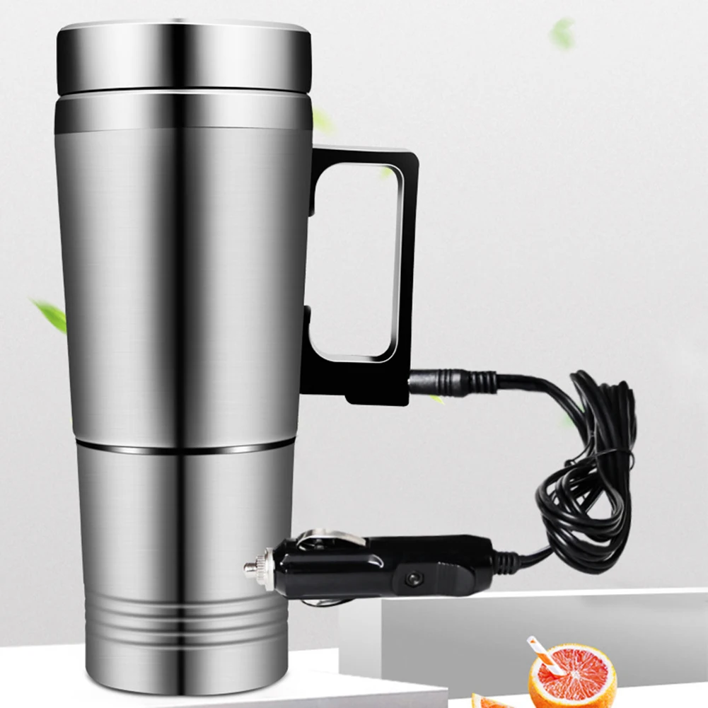 전기 가열 자동차 주전자 12V/24V 자동차 전기 가열 컵 300ML 온수기 병 스테인레스 스틸 여행용 전기 주전자