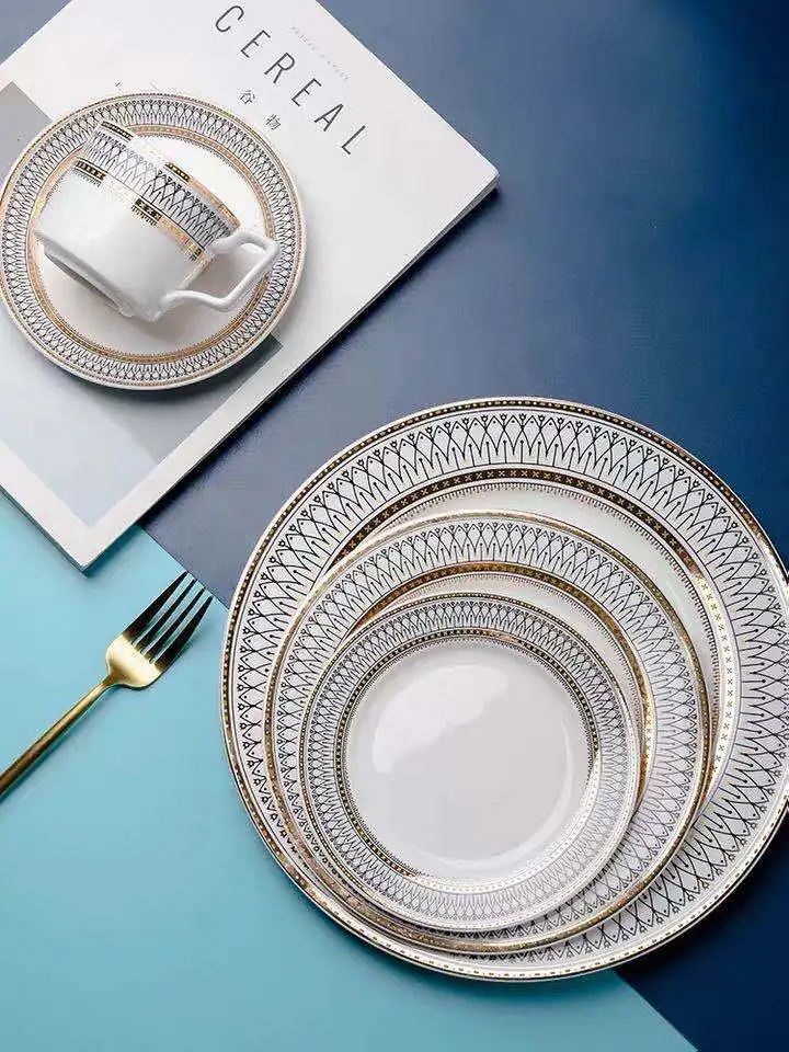 Nordic Dinnerware Set for Wedding Party, Dinner Plates, Noodle Soup BowL Serving Plate, Spoon，Coffee Cup, Dinner Plates, 1Pc