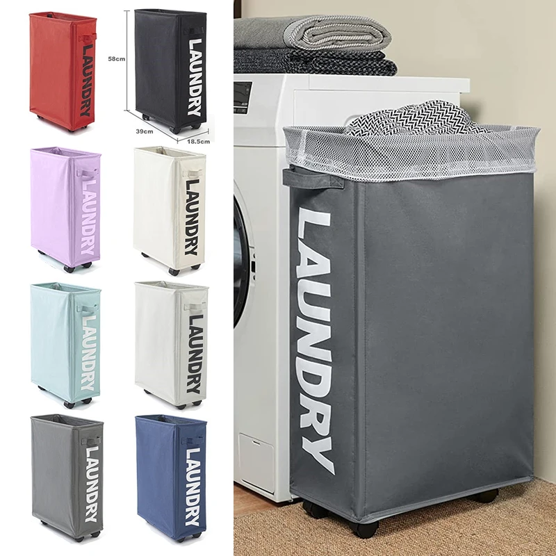 Foldable Laundry Basket Rolling Laundry Basket Bathroom Organizer Clothes Organizer Yoga Storage Basket Home Assortment Box