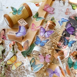 40 PCS Vintage Butterflies Resin Sticker Butterfly Natural Handbook Diary PET Decals for DIY Crafts Journal Laptops Stationery