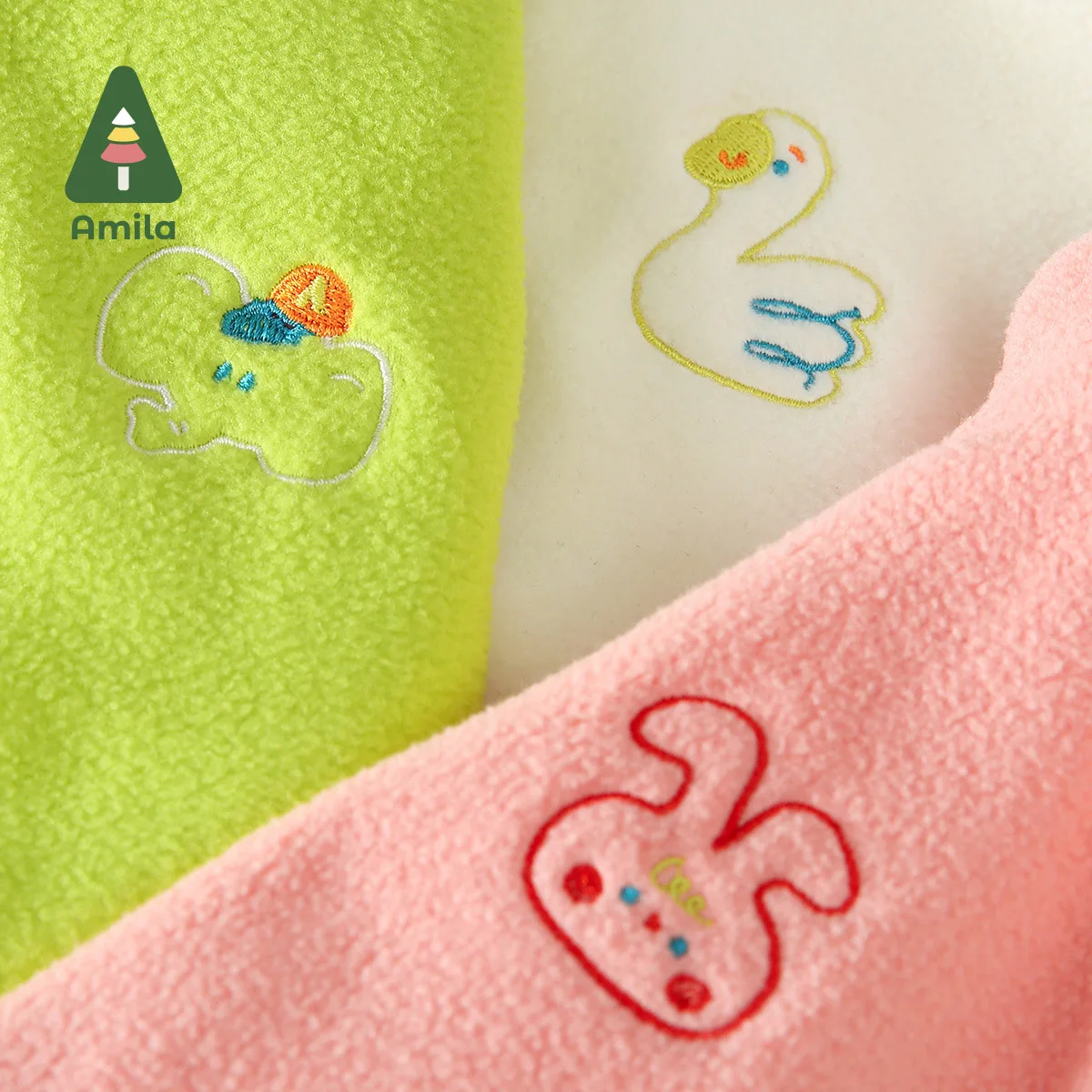 Amila Baby Jacket Coat Spring New Stand Collar Solid Color Cartoon Cute Casual Fleece Girls & Boys Winter Clothes