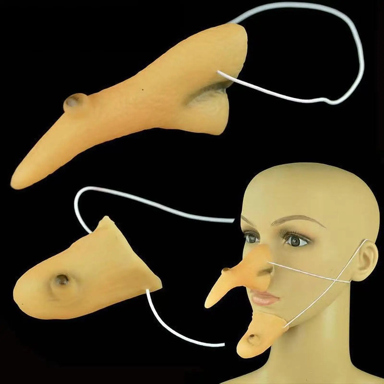 Witch Fake Nose and Chin Cosplay Long Prosthetic Nose Halloween Costume Accessories for Halloween Adults Stage Show Masquerade Witch Fake Nose and Chin Cosplay Long Prosthetic Nose Halloween Costume Accessories for Halloween Adults Stage Show Masquerade