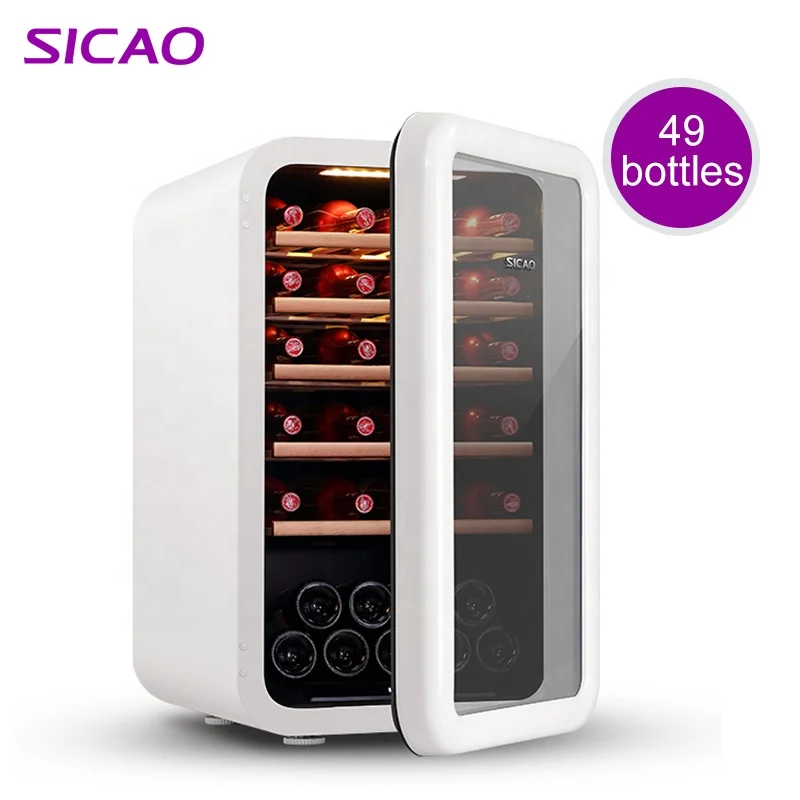 Retro small cellar mini bar antique cabinet fridge barrel refrigerator glass door wine cooler fridge