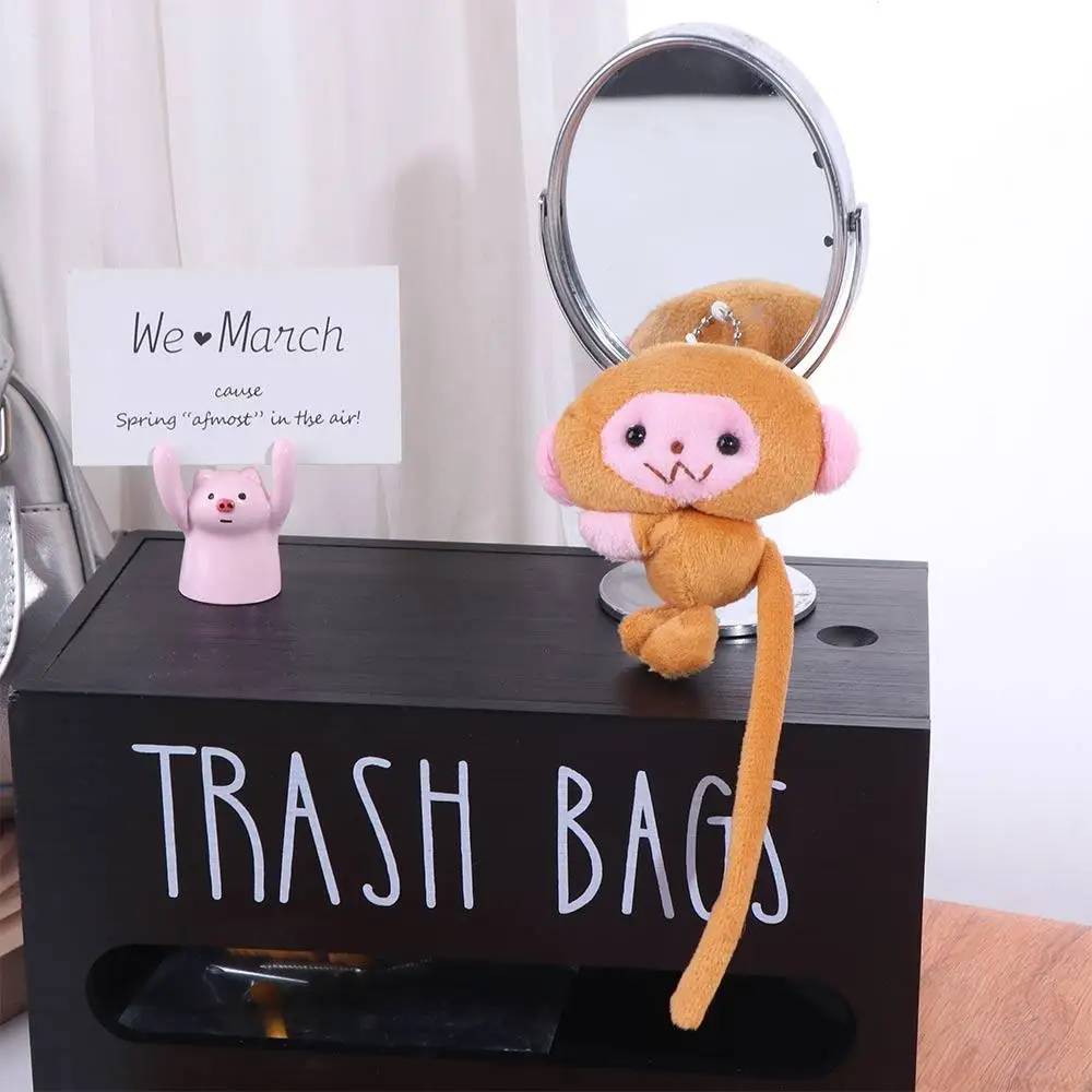 Long Tailed Monkey Doll Key Chain Stuffed Animal PP Cotton Monkey Pendant Bag Charm Soft Doll Plush Monkey Toy For Children